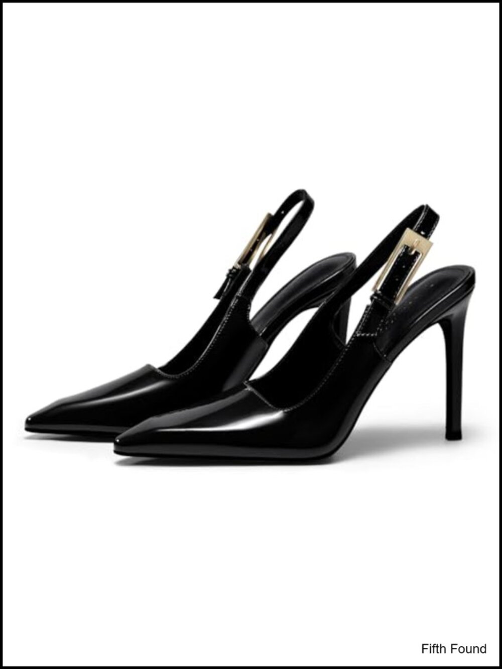 Patent Leather Slingback High Heels Pointed Toe Stilettos Buckle Pumps